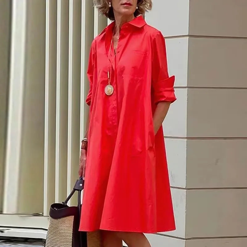 Elegant Shirt Dress in Vibrant Colors