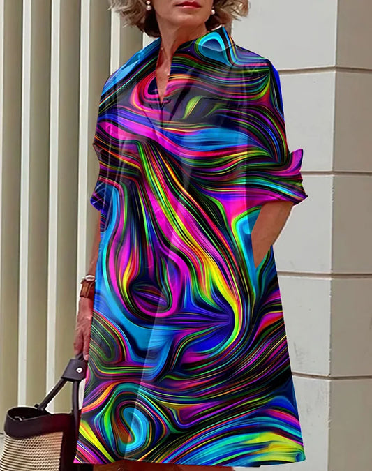 Elegant Shirt Dress in Vibrant Colors