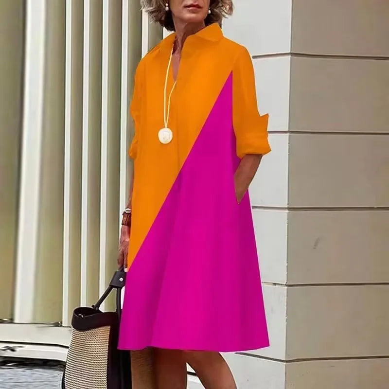 Elegant Shirt Dress in Vibrant Colors